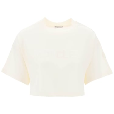 Moncler Basic Cropped T-Shirt With Sequin Logo Women