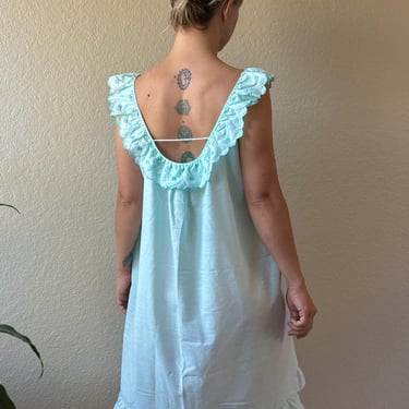 70s Cotton Dress Blue Cotton Summer Dress Vintage Summer Dress 70s Summer Dress Blue Floral Dress 70s Blue Floral Dress Airy Cotton Dress 