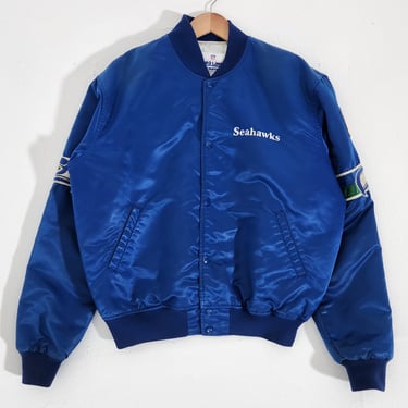 Rare Vintage 1990's Seattle Seahawks White Satin Starter Jacket Sz. M