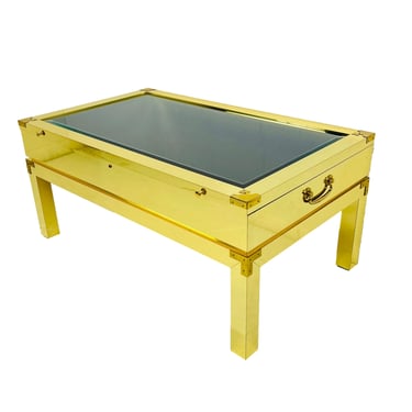 #1415 Custom Brass Wrapped Campaign Style Display Table