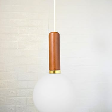 Vintage Pendant Lamp / Mid Century White Glass Globe / Modern Ceiling Light / Vintage Lightning / Old Hanging Light / Retro Lightning / 70s 