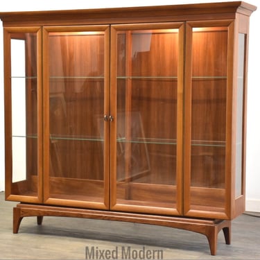 Walnut Mid Century Bookcase Display Cabinet 