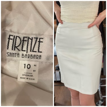 80s Soft Sexy White Leather Mini Skirt S M So HOT 