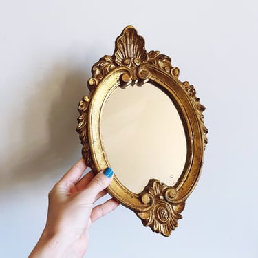 Vintage Italian Florentine Gilt Wooden Accent Mirror 