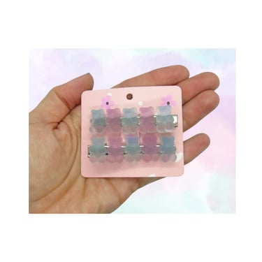 Gummy Bears Hair Clip Set - Pastel Bear Candy Barrettes - Colorful Kawaii Clips Accessory 