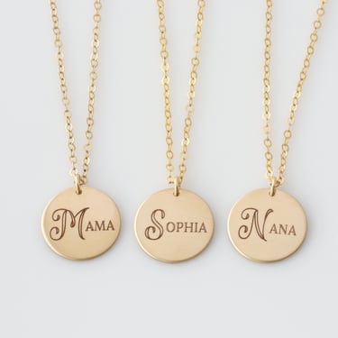 Personalized Necklace for Mama with Kids Names - Nana Necklace - Initial Disc Necklace - Unique Gift For Mom - Mother's Day Gift for Her 