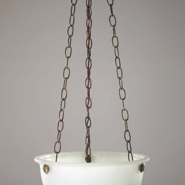 Victorian Ridged Milk Glass Hanging Pendant Light