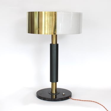Stilnovo Italian Table Lamp with Brass and Perspex Shade Marble Base