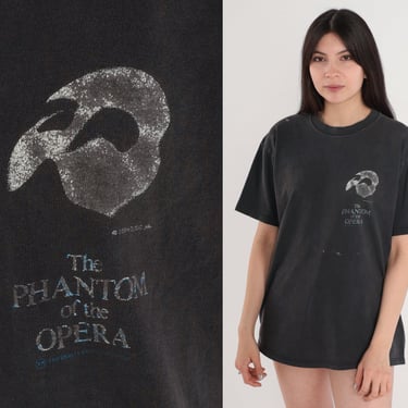 Phantom of the Opera Shirt 90s Broadway Musical T-Shirt Retro Music Theater Graphic Tee Black Cotton Tshirt Movie Play Vintage 1990s Medium 