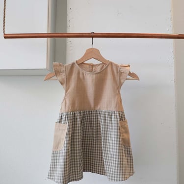 Goel Community - Taupe Plaid Dress with Pockets