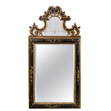 Early 20th Century Giltwood & Ebonized Chinoiserie Mirror