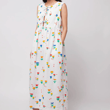 Garden party print tie string dress