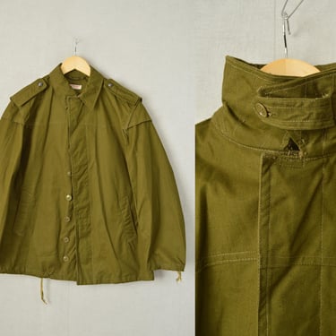 Vintage 1970s Parka Jacket Army Military Green Olive - S M L XL 