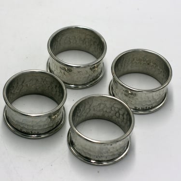vintage pewter napkin rings set of four in a box 
