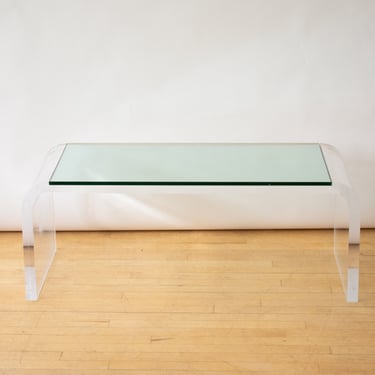 Lucite &amp; Glass Waterfall Coffee Table
