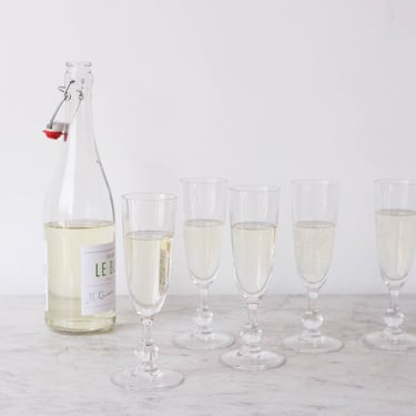 Matched Set of 5 Simple Champagne Flutes