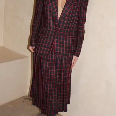 Beautiful Vintage Christian Dior Plaid Wool Skirt Suit