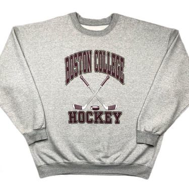 Vintage 90s Boston College Eagles Hockey Made in USA Crewneck Sweatshirt Pullover Size XL/XXL 