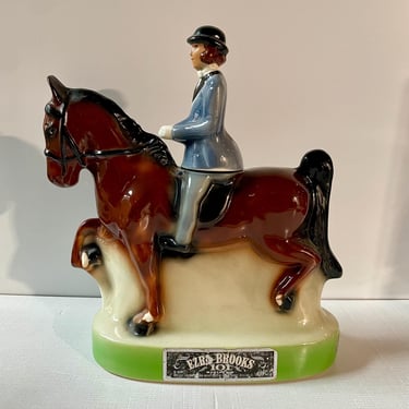 Vintage Ezra Brooks 1974 Horse with Rider Liquor Decanter Empty Bottle | Kentucky Bourbon 