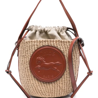 Chloé Women Small Horse Medal Natural Fibers Basket Bag