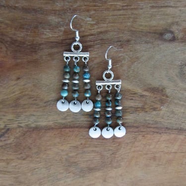 Blue jasper and silver chandelier earrings 