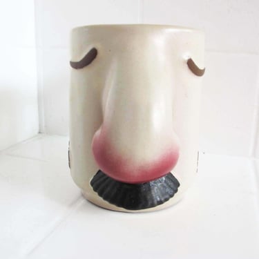 Vintage Novelty Coffee Mug - Stuffy Nose Cold Flu Funny Cup - Entex Pharmaceutical Promo Mug - Mustache Red Nose Mug - White Elephant 