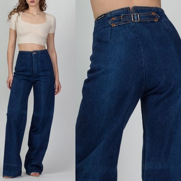 70s Union Gap High Waist Jeans - Small | Vintage Straight Leg Dark Wash High Rise Sailor Pants 