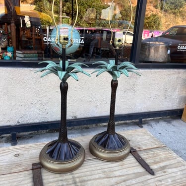 The Palm of You Hand |  Pair of Vintage Palm Tree Metal Lamps