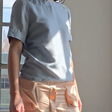 Yves Saint Laurent Ice Blue Silk Blouse (M)