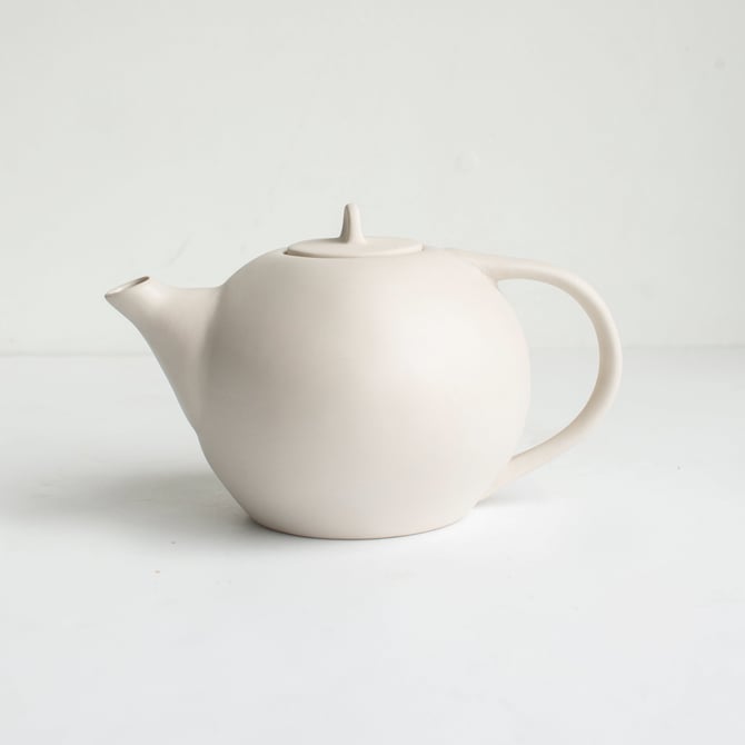 White Stoneware Teapot
