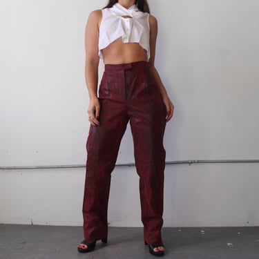 90s Embossed Leather Pants - W30