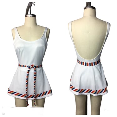 Adorable 1960s Skirted Pin Up Style Swimsuit Bathing Suit 