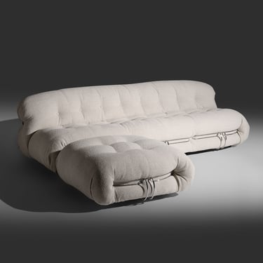 Afra and Tobia Scarpa 3-seat Soriana Sofa with ottoman for Cassina Italy.