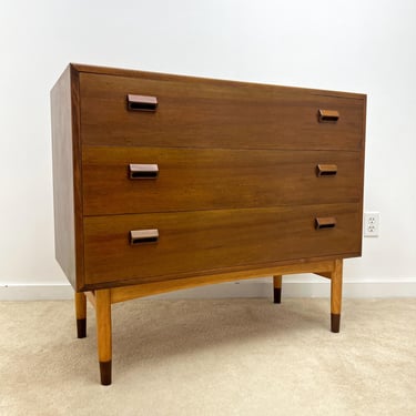 Danish modern Borge Mogensen teak drop front desk dresser vanity mid century 