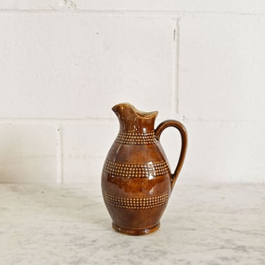 vintage French petite stoneware pitcher