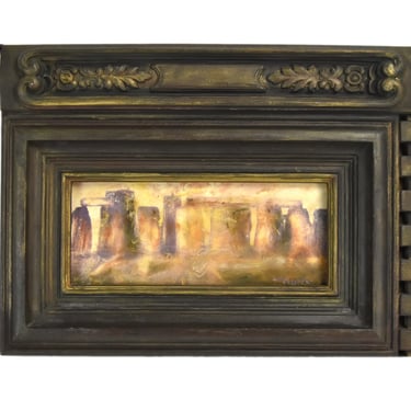 Patrice Trauth “Stonehenge” Encaustic Painting on Cabinet Door 