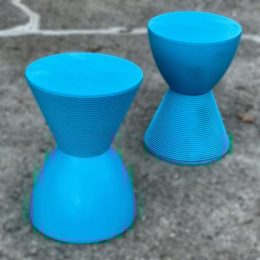 Pair of Vintage Prince Aha Stools by Philippe Starck for Kartell - Vibrant Custom Blue - Italy - 1996 Design 