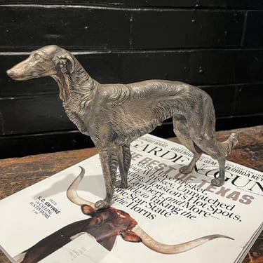 Vintage Metal Dog Sculpture Dog Figurine Long Haired Greyhound/Borzoi 