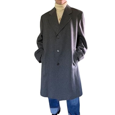 Vintage 1950s Mens Harrods Gray 100% Wool Trench Coat Sz 42 R 