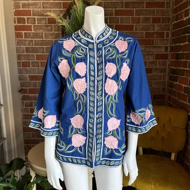 Vintage Embroidered Floral Shacket