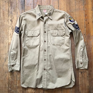 1940s Workwear Shirt Five Star Air Force Medium 