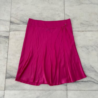 Kenzie 100% Silk Skirt Pink Knee Length Y2K Satin Size 14 Bohemia See Description 