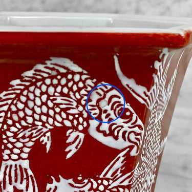 Vintage Chinese Porcelain & Enamel Red Koi Fish Motif Planter