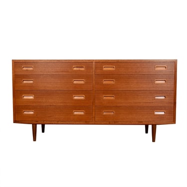8-Drawer Danish Modern Compact Teak Double Chest of Drawers