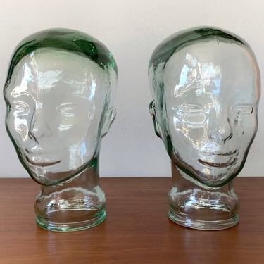 Pair of Glass Heads for Display