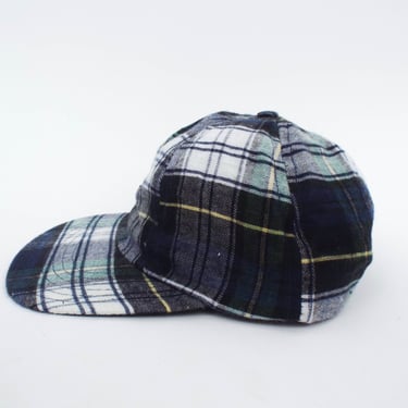 Vintage 90s Blue and White Plaid Print Snapback 