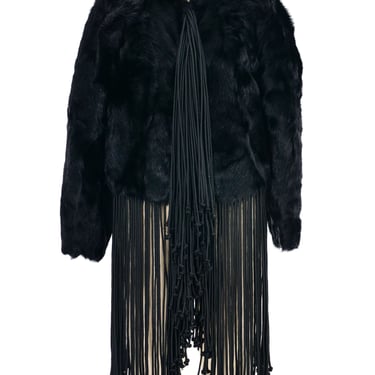 2012 Emporio Armani Rope Fringe Cropped Fur Jacket