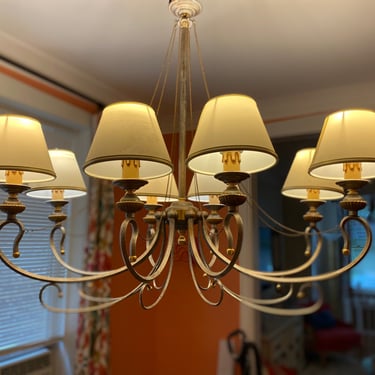 8 Light Chandelier with Gold Chains 