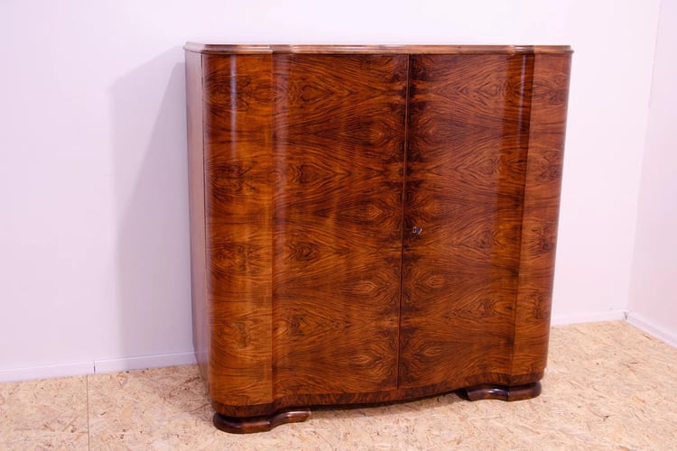 Fully renovated ART DECO walnut dresser, 1930s, Czechoslovakia 