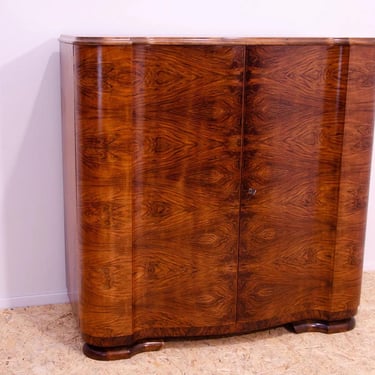 Fully renovated ART DECO walnut dresser, 1930s, Czechoslovakia 